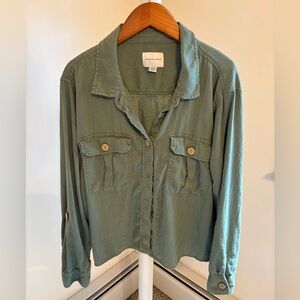 (NWOT) American Eagle Olive Green Button-Down Shirt — Size XL